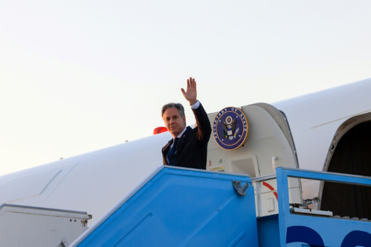 US Secretary of State Antony Blinken leaves Tel Aviv during his ninth tour of the Middle East since the Gaza war erupted