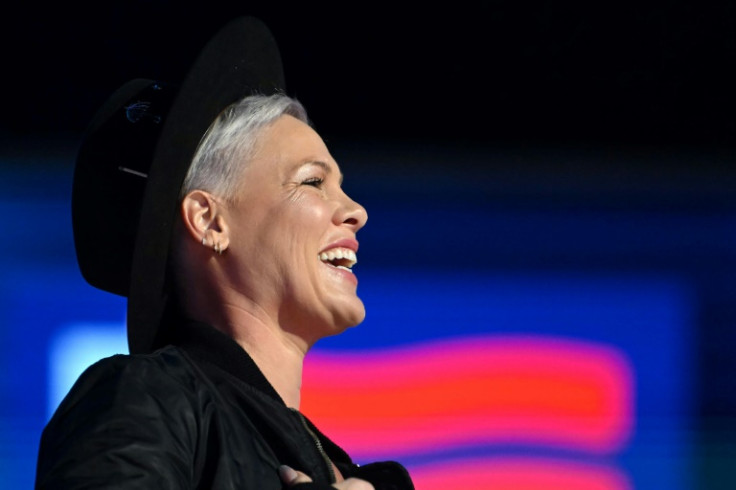 US singer Pink performed a soundcheck ahead of her peformance at the Democratic National Convention