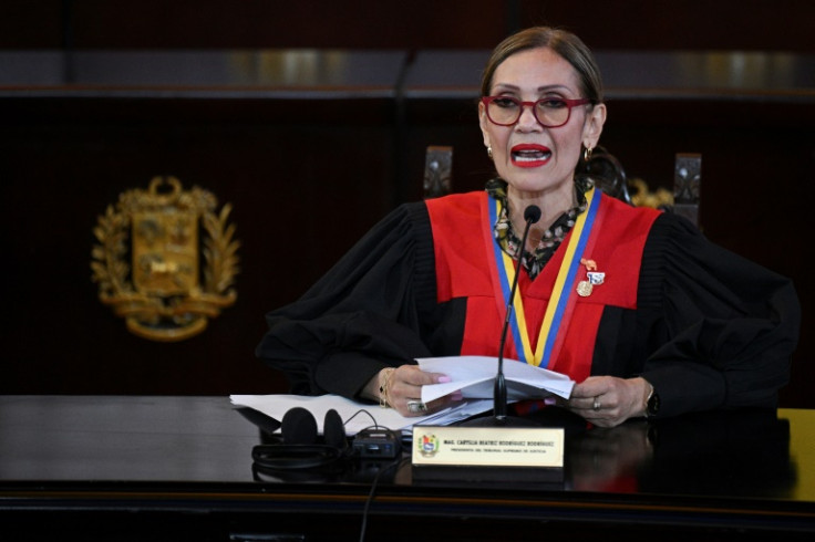 Venezuelan Supreme Court President Caryslia Rodriguez delivers the body's ruling on the disputed election