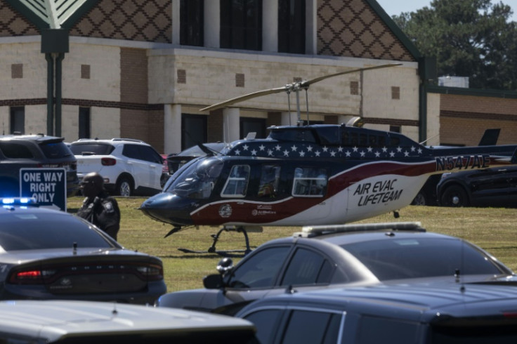 An air evacuation helicopter landed near the site of the shooting after the incident