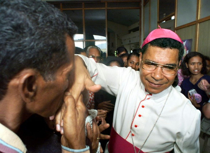 Nobel-winning Bishop Carlos Ximenes, pictured in 1999, was secretly punished by the Vatican over claims he had sexually abused young children for decades