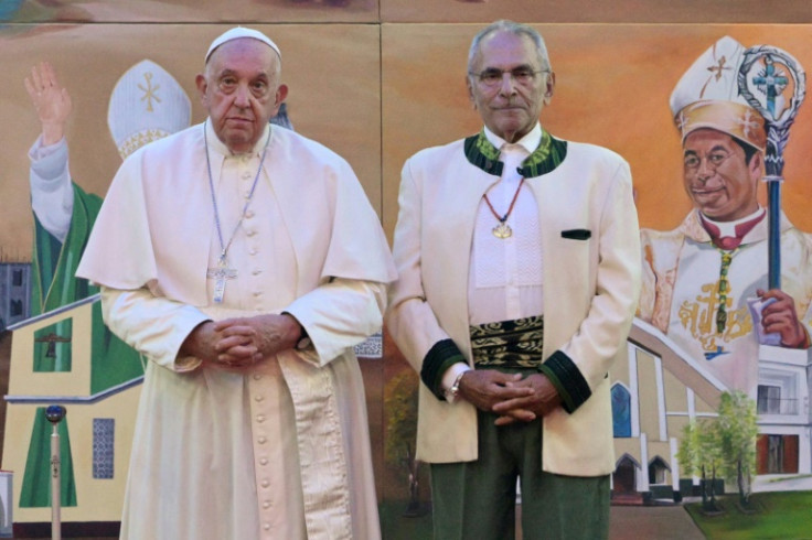 Pope Francis met with East Timor President Jose Ramos-Horta after arriving in Dili