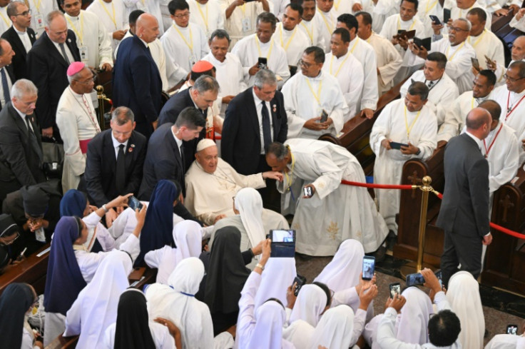 In a speech to the Catholic faithful at a cathedral in Dili, Francis called for the "perfume of the Gospel" to be spread against alcoholism, violence and a lack of respect for women