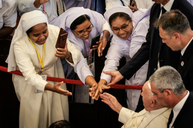 Pope Francis met the Catholic faithful before his holy mass