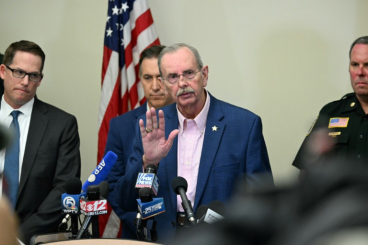 Palm Beach County Sherrif Ric Bradshaw speaks at a press conference in West Palm Beach, Florida, on September 15, 2024 following a shooting incident at former US president Donald Trump's golf course