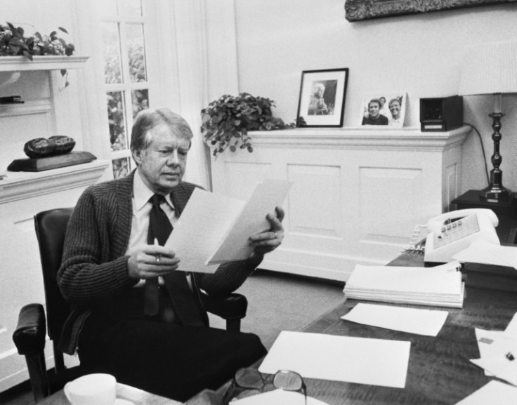 Carter, shown here in the Oval Office in 1978, enjoyed a strong first two years -- before being hit with headwinds including the Iran hostage crisis