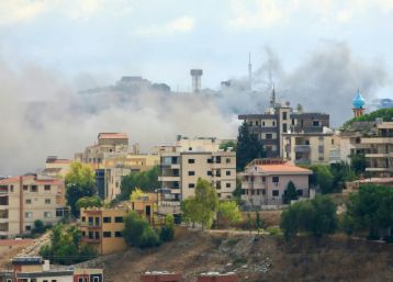 Smoke billows from the site of an Israeli air strike on the southern Lebanese town of Nabatiyeh