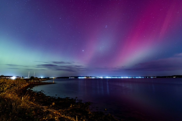 Northern lights over the Baltic Sea near Kiel in northern Germany
