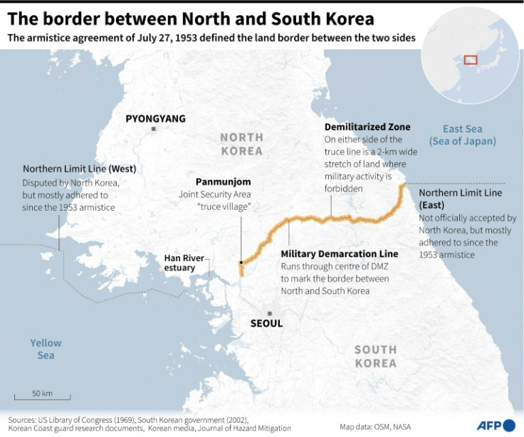 Map of the Demilitarized Zone that has divided the Korean peninsula since 1953