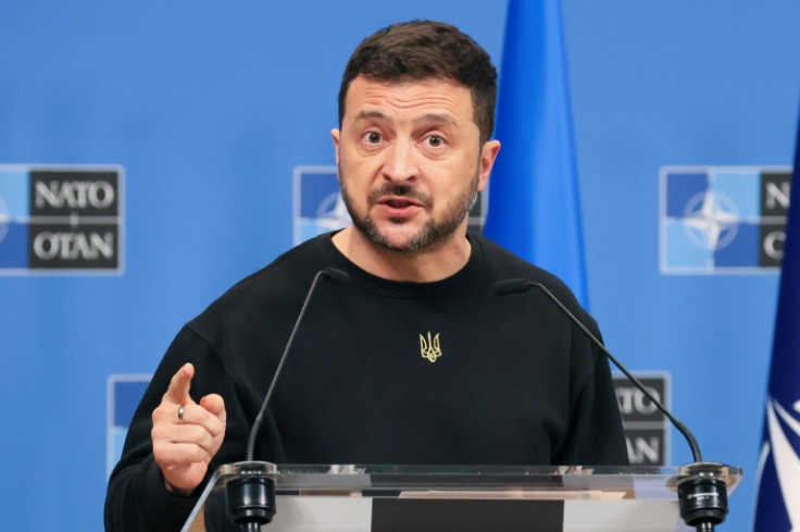 Ukraine's President Volodymyr Zelensky at the NATO headquarters in Brussels on October 17, 2024