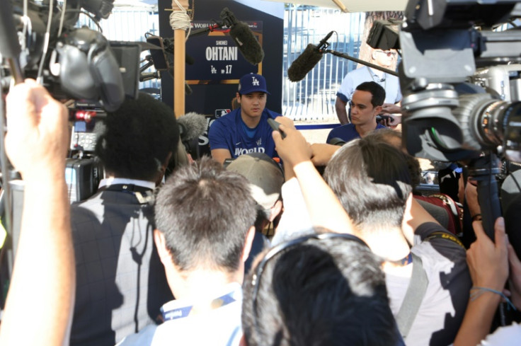 Los Angeles Dodgers star Shohei Ohtani speaks to media ahead of Friday's World Series