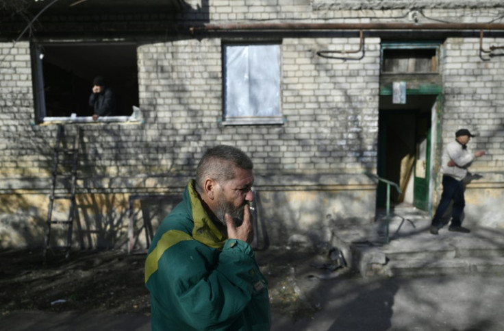 A residential building in Lyman, Ukraine, damaged in a Russian air strike