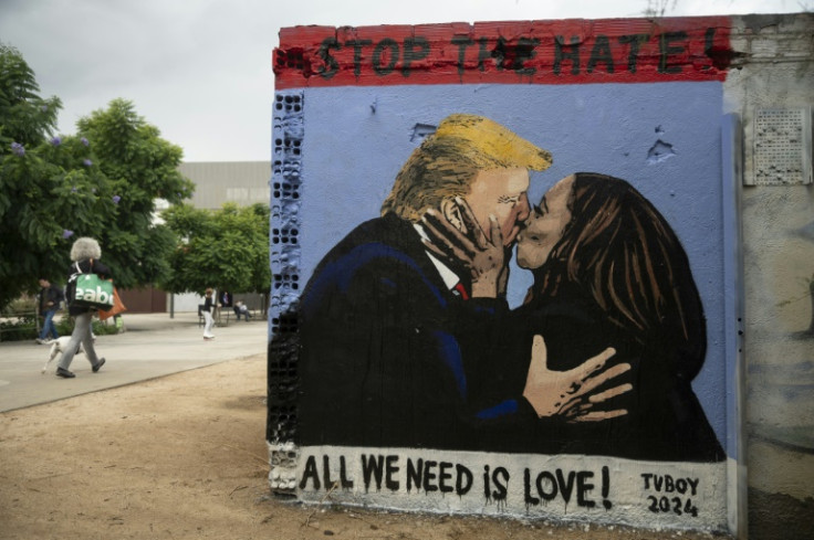 The US elections are a world story -- a mural by urban artist TV Boy in Barcelona