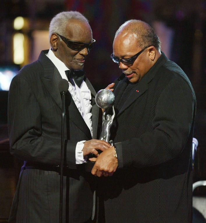 Ray Charles (L) and Quincy Jones -- seen here at the 35th Annual NAACP Image Awards in 2004 in Hollywood -- were teenagers when they first met