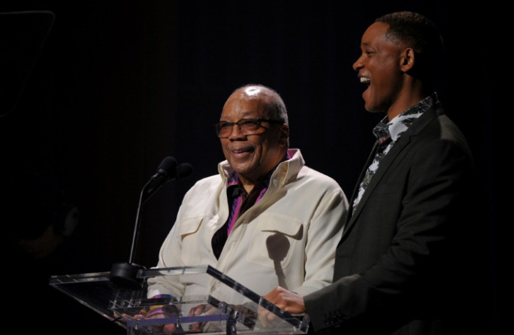 Quincy Jones helped discover actor and musician Will Smith (R)