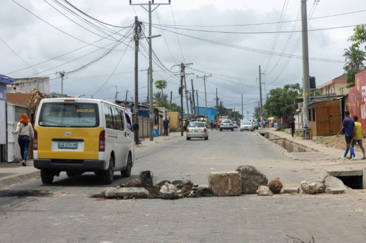 Stone barricades were still in place in some areas