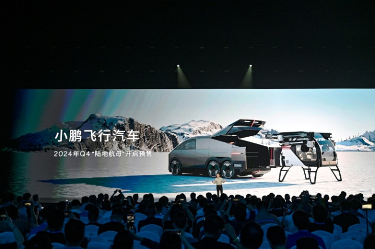 He Xiaopeng, cofounder, CEO and chairman of Chinese EV manufacturer Xpeng, speaks during the launch of their new Mona M03 model in Beijing on August 27, 2024