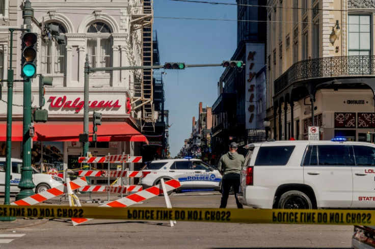 The French Quarter, near Bourbon Street is blocked off after a deadly truck attack