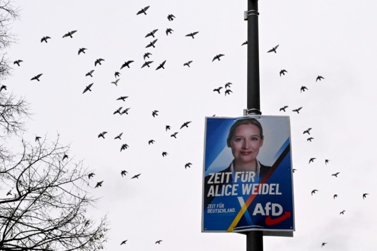 An election campaign poster for the far-right Alternative for Germany's main candidate Alice Weidel