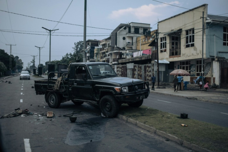 An abandoned Congolese army truck in the streets of Goma, which was taken by the Rwanda-backed M23 group