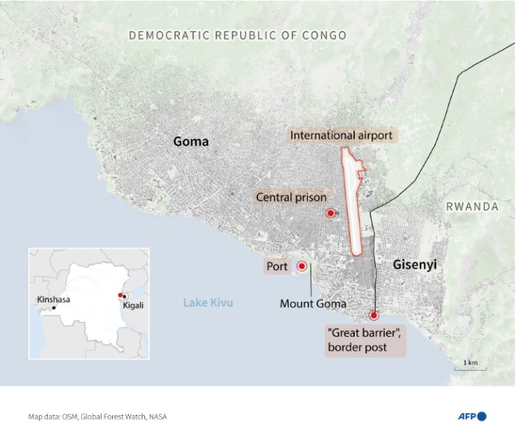 Map of the city of Goma in the east of the DR Congo