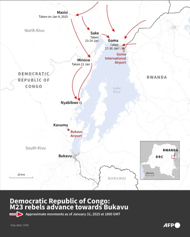 Democratic Republic of Congo: M23 rebels advance towards Bukavu