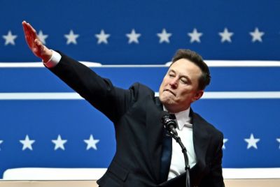 Tesla and SpaceX CEO Elon Musk gestures as he speaks in Washington on January 20, 2025, the day of US President Donald Trump's inauguration