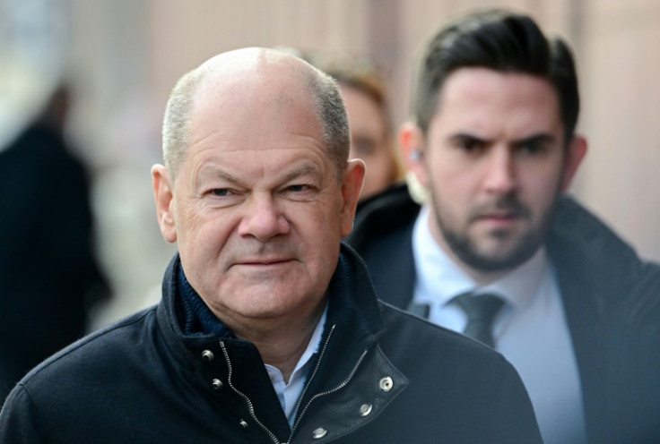 German Chancellor Olaf Scholz arrives at a polling station in Potsdam near Berlin