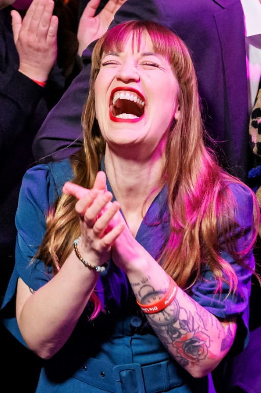 Top candidate of the left-wing Die Linke Heidi Reichinnek after the first exit polls in the German general elections