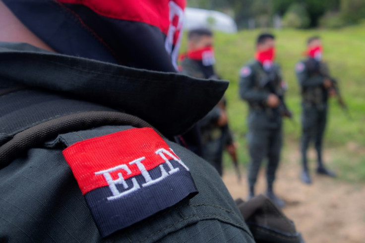 National Liberation Army ELN rebels of the Manuel Vazquez Castano northeastern war front stand guard at Catatumbo region, Colombia on March 8, 2025. Commanders from Colombia's National Liberation Army guerrilla group have vowed to repel a government coun