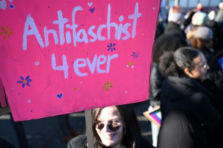 Demonstrators rallied against the AfD in Neu-Isenburg on February 1