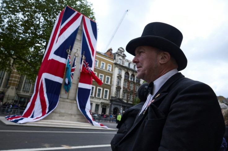 The Union Jack flag is pictured draped over the Cenotaph, in Whitehall, central London