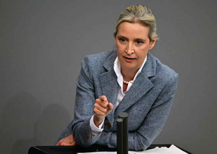 Co-leader of the far-right Alternative for Germany (AfD) party Alice Weidel speaks during a debate at the Bundestag in Berlin on March 13, 2025