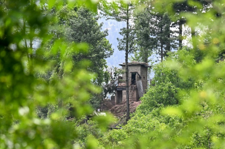 An Indian army observation post is seen along the Line of Control (LoC) across the de facto border with Pakistan