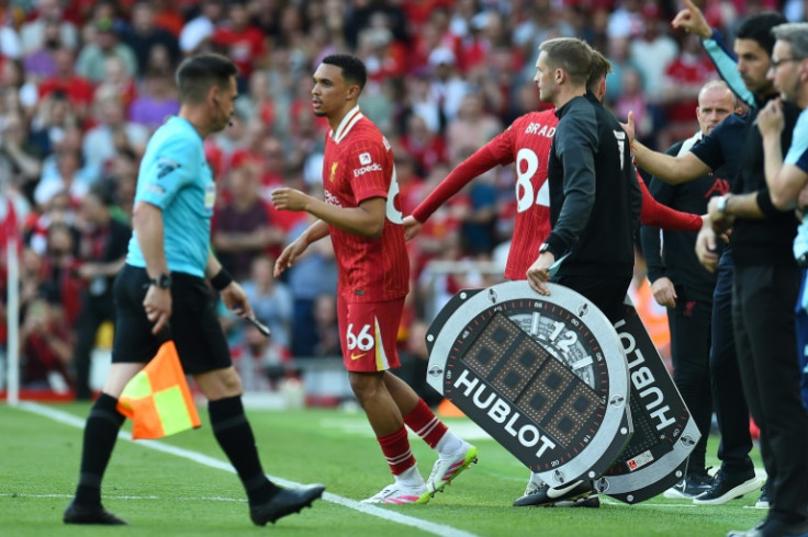 Trent Alexander-Arnold (C) was booed by some Liverpool fans after coming on as a substitute against Arsenal