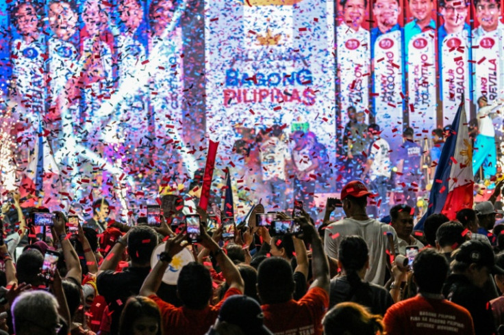 Supporters attend a campaign rally for senatorial candidates under the Philippine President Ferdinand Marcos's party in Manila