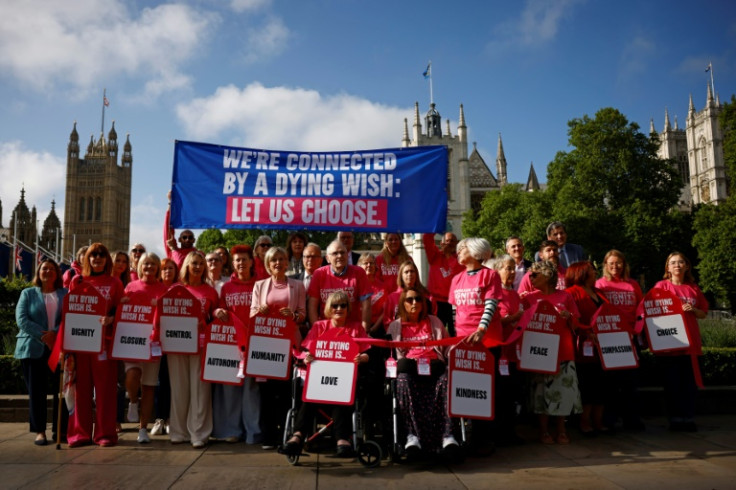 Pro-euthanasia campaigners made their voices heard outside parliament