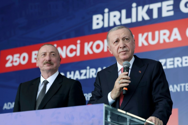 On Thursday, Erdogan (right) met Azerbaijani President Ilham Aliyev for talks