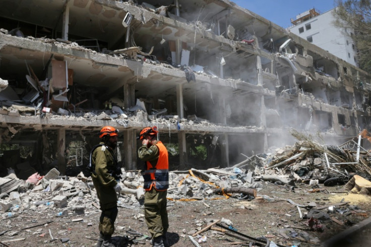 The rubble of a destroyed building in Tel Aviv after an Iranian strike that hit a residential neighborhood during the 12-day conflict