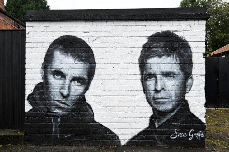 A Manchester mural by artist Snow Graffiti of Liam (left) and Noel Gallagher of Oasis