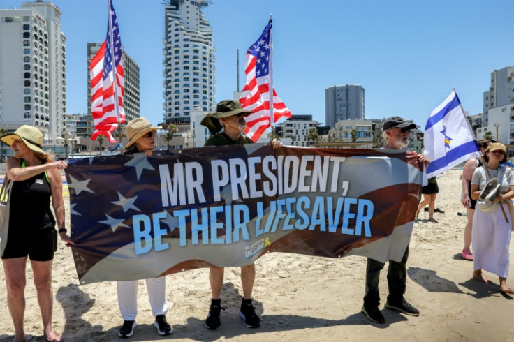 Protesters in Tel Aviv urged Trump to help bring the hostages home