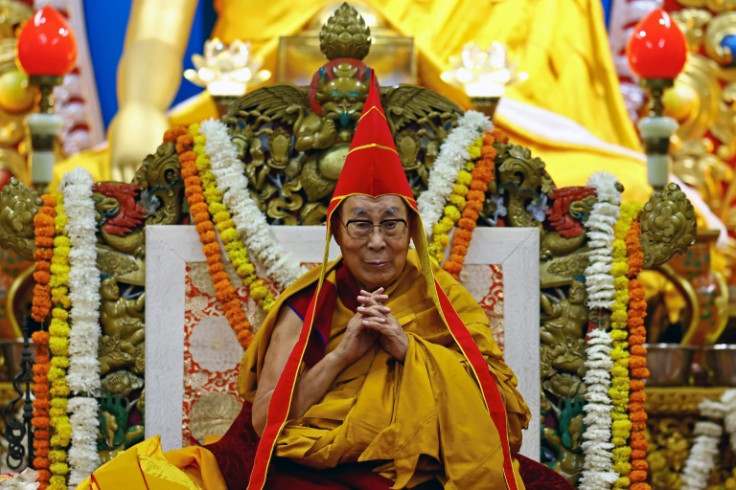 Tibetan spiritual leader the Dalai Lama attends a long-life prayer offering ceremony at the Main Tibetan Temple in McLeod Ganj, near Dharamsala