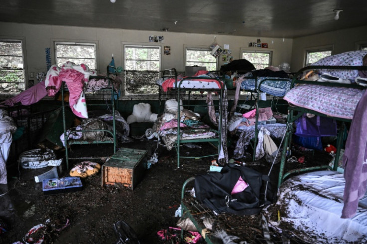 Inside one of the cabins at Camp Mystic, left in disarray by the deadly floodwaters
