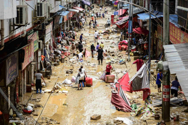 Flood-affected area in Congjiang, in southwestern China's Guizhou province on June 25, 2025