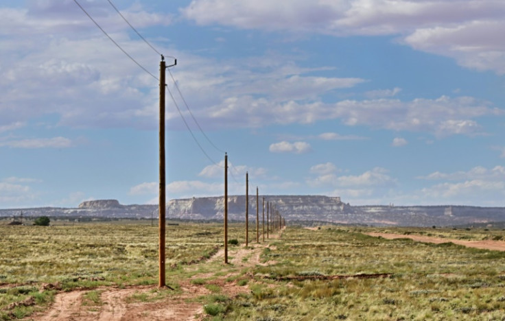 New utility poles bringing electricity to the Navajo Nation are seen in Cameron, Arizona