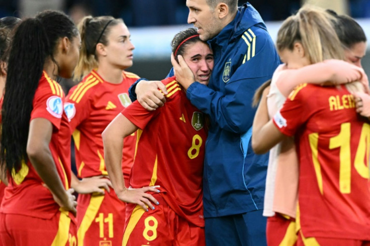 Mariona Caldentey was in tears at the end of the game -- she headed Spain in front in the first half but later had her penalty saved in the shoot-out