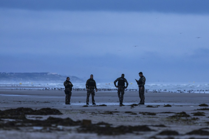 French gendarmes on patrol to prevent migrants from boarding smugglers' boats