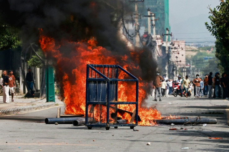 Demonstrators had started their protest in Kathmandu with the national anthem and waving the country's flag, before chanting against the social media stoppage and corruption
