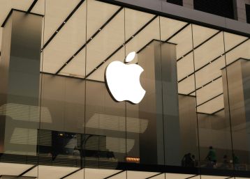Apple Logo on a Glass Window