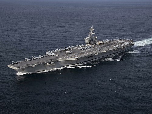 USS Abraham Lincoln (CVN-72) underway in the Atlantic Ocean on 